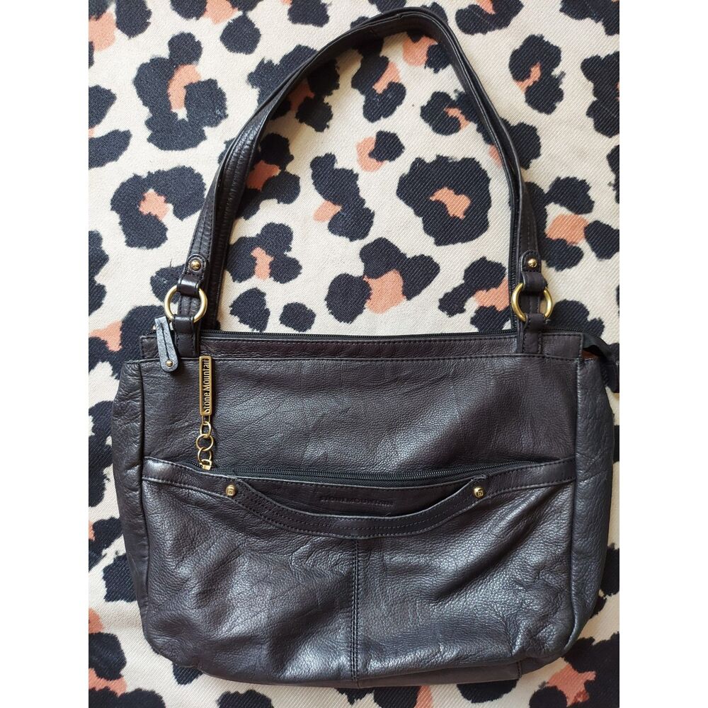 Slouchy Shoulder Bag 100% Genuine Leather Black Purse Teal Satin Damask Y2K